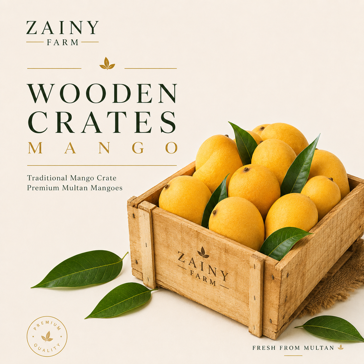 Mangoes in Traditional Wooden Crate (9.5 KG) - Premium Gift Box | Zainy Farm