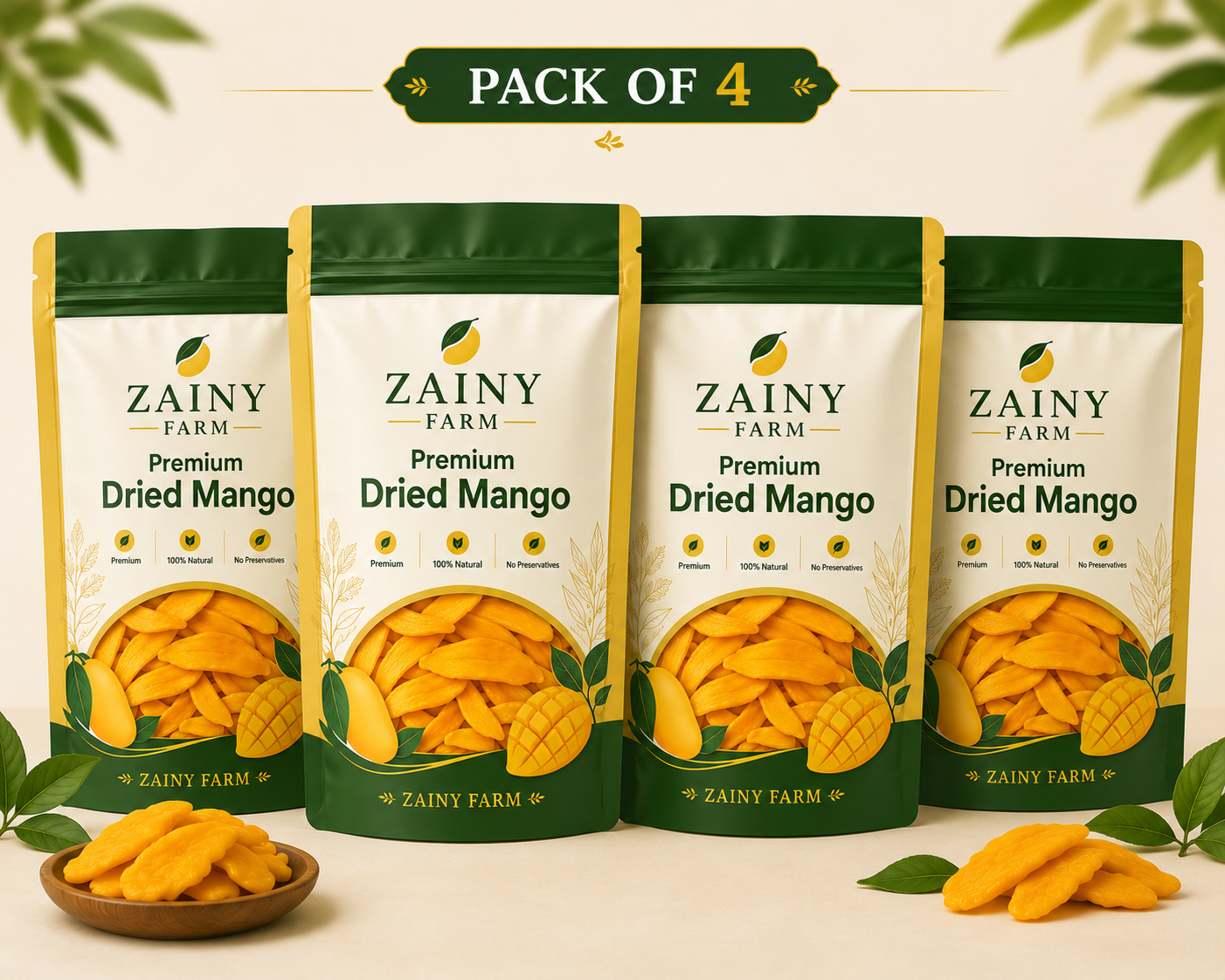 Dried Mangoes Slices -Pack of 4-400 Grams